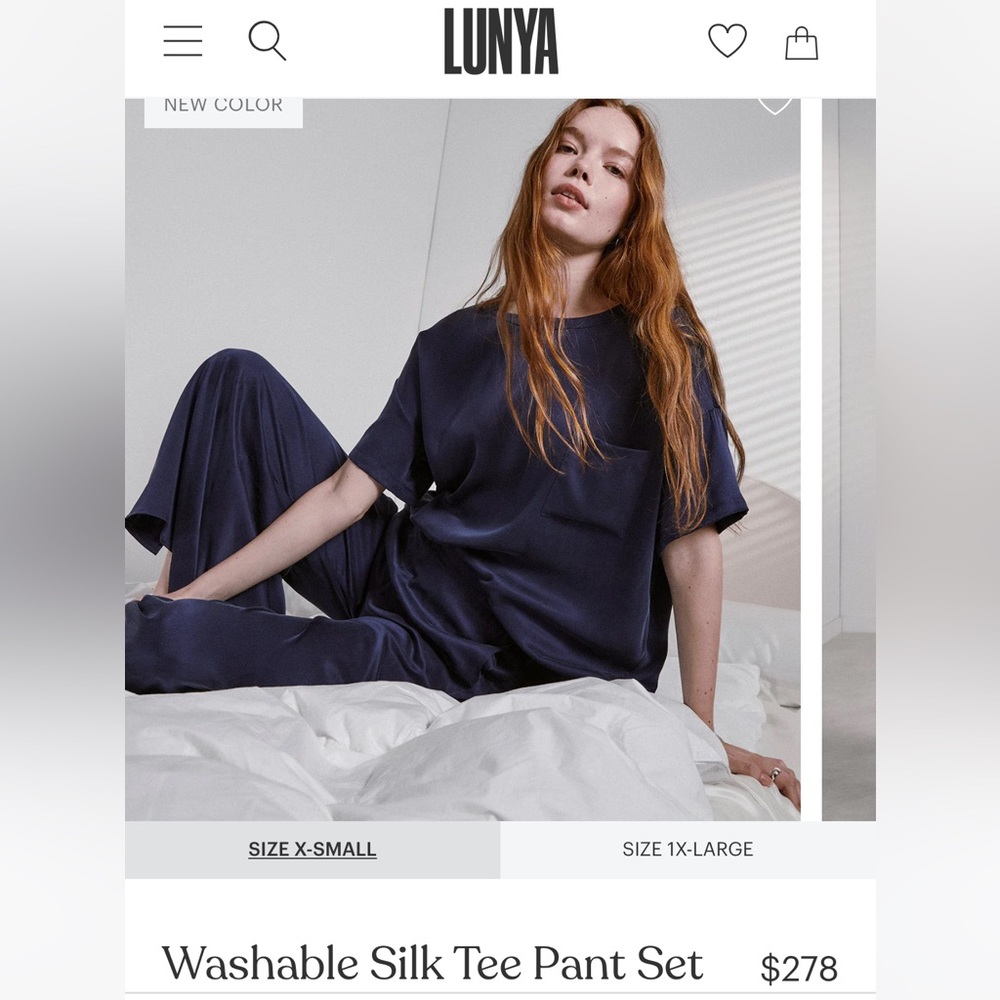 Lunya silk tee pant set
